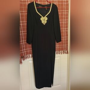 Liz Claiborne Vintage Black Dress with Gold Accents